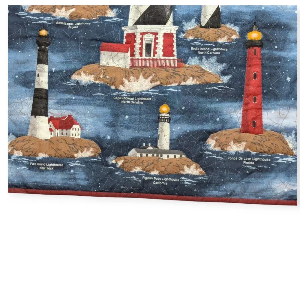 Handmade Lighthouses of the USA Quilted Wall Hanging Tapestry 28.5